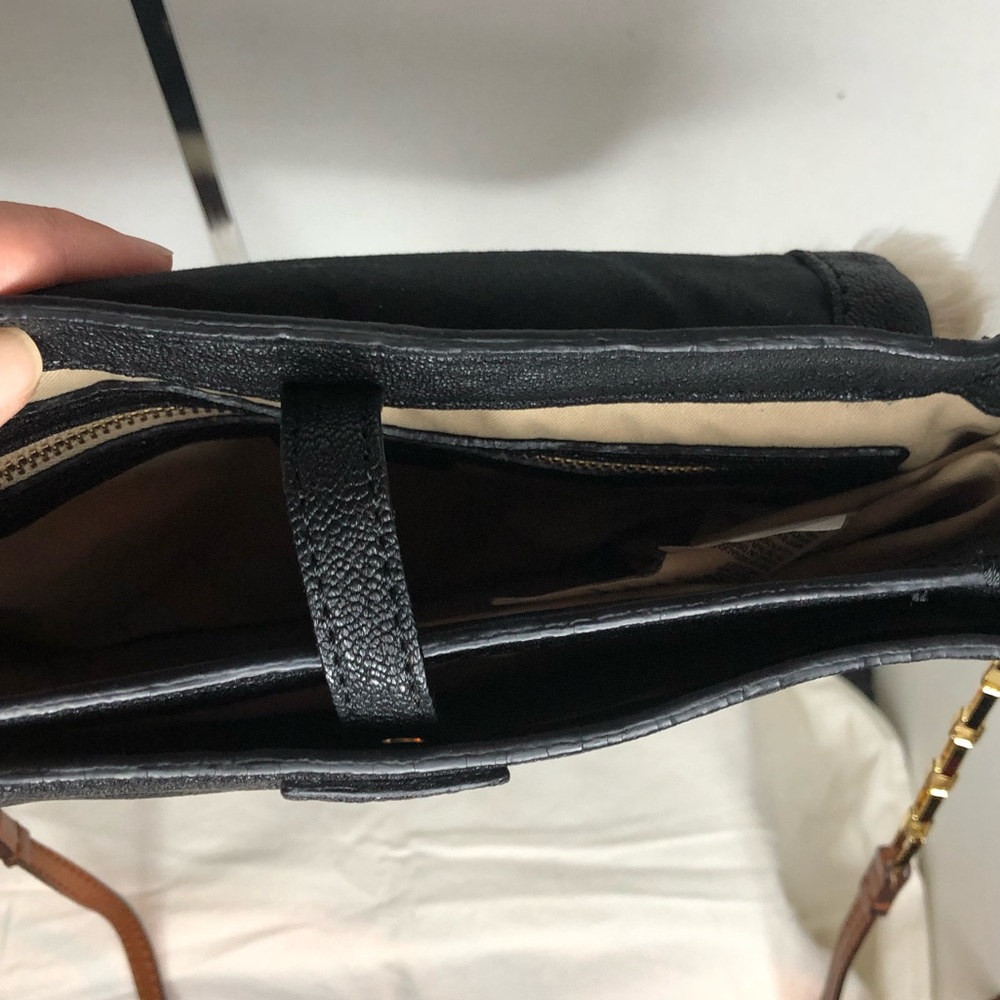 Retro Hoss Intropia Crossbody Handbag Vintage Leather Fur Bag Purse - Picture 9 of 13